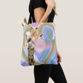 Leuke Bubblegum Blazende Giraffe Vloeibare Swirl B Tote Bag (Dichtbij)