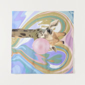 Leuke Bubblegum Blazende Giraffe Vloeibare Swirl B Wandkleed (Voorkant (horizontaal))