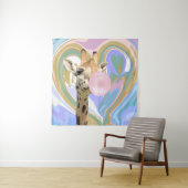 Leuke Bubblegum Blazende Giraffe Vloeibare Swirl B Wandkleed (In situ)