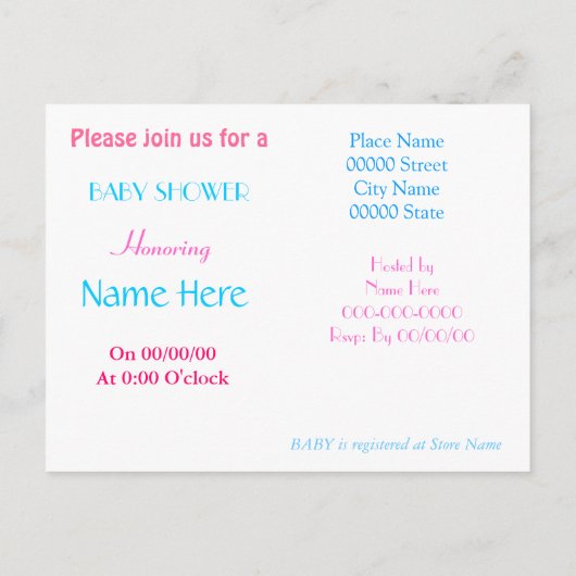 Leuke Budget BABY SHOWER Uitnodiging (Achterkant)