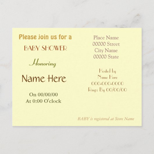 Leuke Budget BABY SHOWER Uitnodiging (Achterkant)