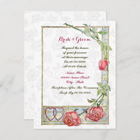 Leuke budget bruiloft uitnodiging, uitnodiging briefkaart (Voorkant / Achterkant)