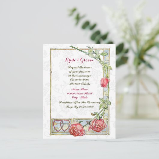 Leuke budget bruiloft uitnodiging, uitnodiging briefkaart (Staand voorkant)