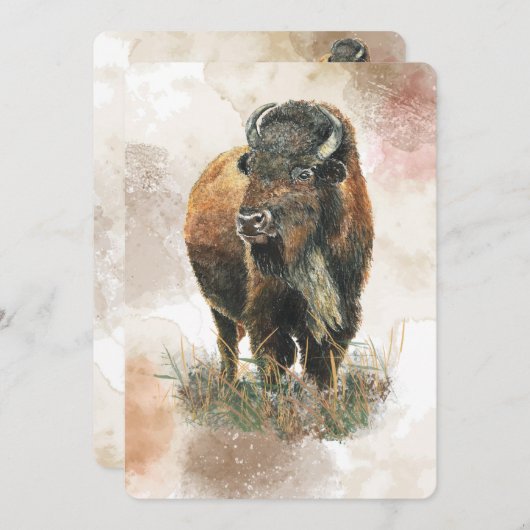 Leuke Buffalo Bizon Wildlife Dierenpark Verjaardag Kaart (Voorkant / Achterkant)