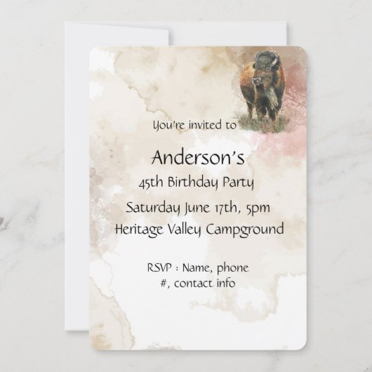 Leuke Buffalo Bizon Wildlife Dierenpark Verjaardag Kaart (Achterkant)