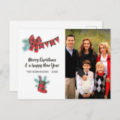 Leuke Buffalo geruite houthakkersbeer Kerst foto Feestdagenkaart (Voorkant / Achterkant)