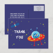 Leuke buitenaardse ufo ruimteschip jongens dank je briefkaart (Voorkant / Achterkant)
