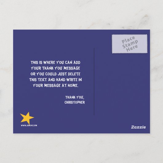 Leuke buitenaardse ufo ruimteschip jongens dank je briefkaart (Achterkant)