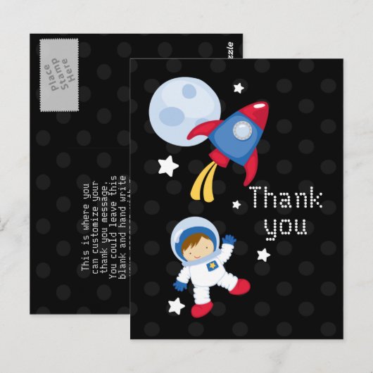 Leuke buitenruimte astronaut bedankt briefkaart (Voorkant / Achterkant)