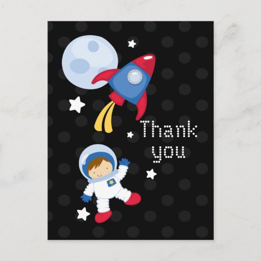 Leuke buitenruimte astronaut bedankt briefkaart (Voorkant)