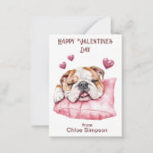 Leuke Bulldog Jongen Valentijnsfeestje in de klas Notitiekaartje (Voorkant)