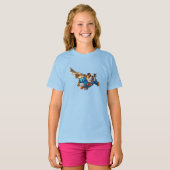 Leuke Bulldog Superheld Kinder T-Shirt (Voorkant volledig)
