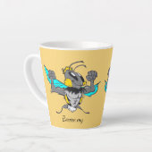 Leuke Bumble Bee Cartoon Cust.Text Geel Latte Mok (Linkerhoek)