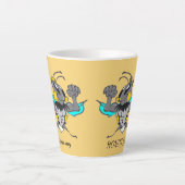 Leuke Bumble Bee Cartoon Cust.Text Geel Latte Mok (Voorkant)