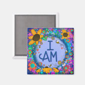 Leuke Bumblebee Blauw  IK BEN inspirerende bloemen Magneet (Voorkant / Achterkant)