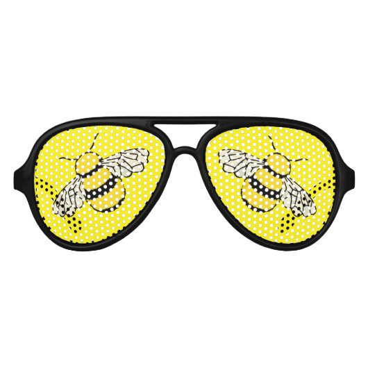 Leuke Bumblebee Cartoon Designer Aviator Zonnebril (Voorkant)