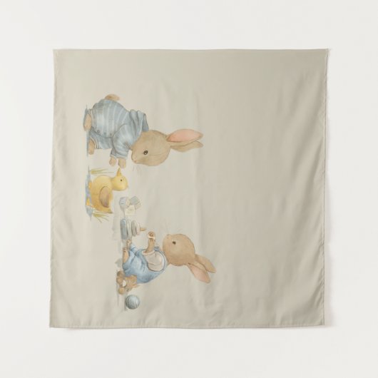 Leuke Bunny Beatrice spelen met speelgoed Wandkleed (Voorkant (horizontaal))