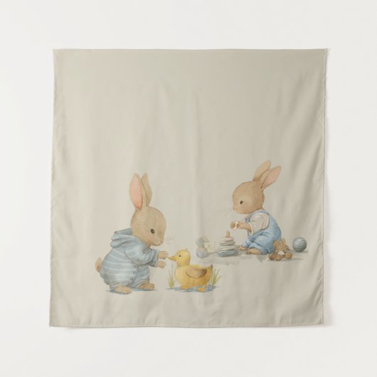 Leuke Bunny Beatrice spelen met speelgoed Wandkleed (Voorkant)
