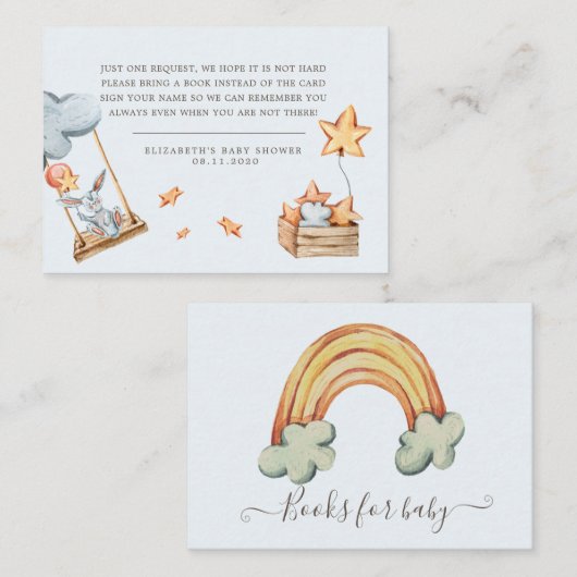 Leuke Bunny Clouds Baby shower Behuizing Kaart (Voorkant / Achterkant)