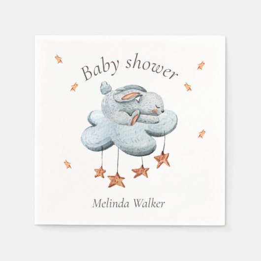 Leuke Bunny Clouds en Stars Baby shower Servet (Voorkant)