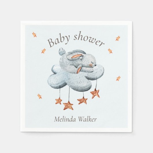 Leuke Bunny Clouds en Stars Baby shower servetten (Voorkant)