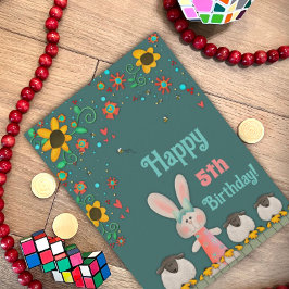 Leuke Bunny Daisies Leeftijd Verjaardag Kaart