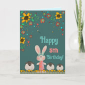 Leuke Bunny Daisies  Leeftijd Verjaardag Kaart (Voorkant)