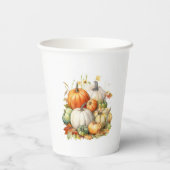 Leuke Bunny en pompoenen Herfst Verjaardag Papieren Bekers (Achterkant)