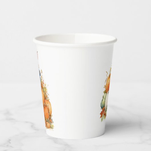 Leuke Bunny en pompoenen Herfst Verjaardag Papieren Bekers (Links)