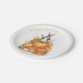 Leuke Bunny en pompoenen Herfst Verjaardag Papieren Bordje (Gekanteld)