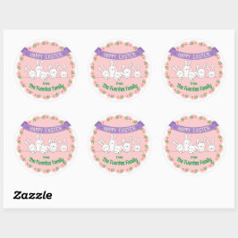 Leuke bunny familie Pasen gepersonaliseerde sticke Ronde Sticker