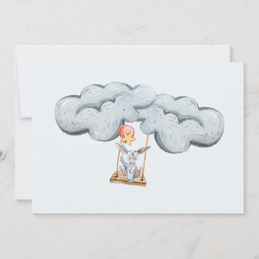 Leuke Bunny In The Clouds Baby shower Invitation (Achterkant)