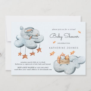 Leuke Bunny In The Clouds Baby shower Invitation