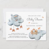 Leuke Bunny In The Clouds Baby shower Invitation (Voorkant)