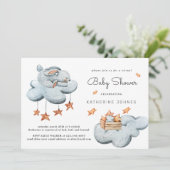 Leuke Bunny In The Clouds Baby shower Invitation (Staand voorkant)