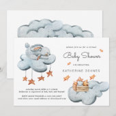 Leuke Bunny In The Clouds Baby shower Invitation (Voorkant / Achterkant)