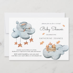 Leuke Bunny In The Clouds Baby shower Invitation