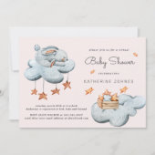 Leuke Bunny In The Clouds Baby shower Invitation (Voorkant)