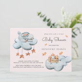 Leuke Bunny In The Clouds Baby shower Invitation (Staand voorkant)