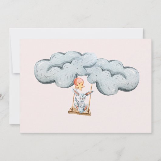 Leuke Bunny In The Clouds Baby shower Invitation (Achterkant)