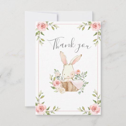 Leuke Bunny Meisjes Verjaardag Bedankkaart (Voorkant)