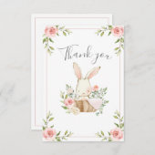 Leuke Bunny Meisjes Verjaardag Bedankkaart (Voorkant / Achterkant)