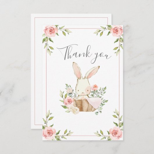 Leuke Bunny Meisjes Verjaardag Bedankkaart (Voorkant / Achterkant)