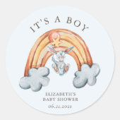 Leuke Bunny Rainbow Het is een Boy Sticker (Voorkant)