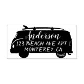 Leuke bus met surfboard adresstempel rubberstempel (Afrduk)
