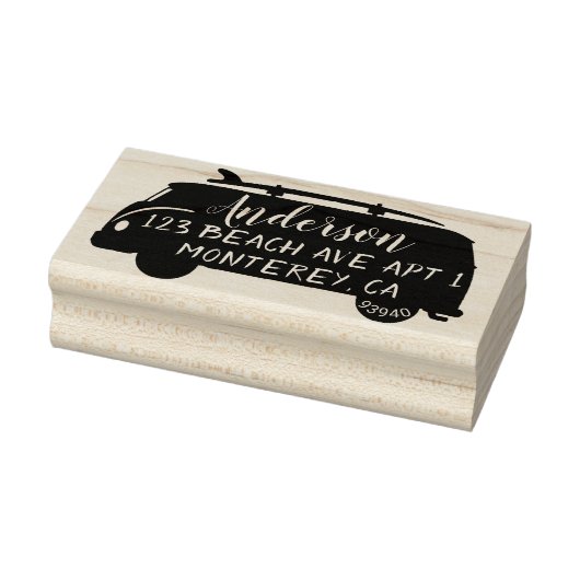 Leuke bus met surfboard adresstempel rubberstempel (Stempel)