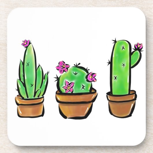 Leuke Cactus cactussen vetplanten Drankjes Onderzetter (Voorkant)