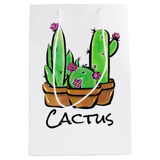 Leuke Cactus cactussen vetplanten Medium Cadeauzakje (Voorkant)