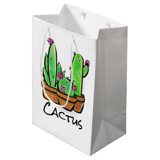 Leuke Cactus cactussen vetplanten Medium Cadeauzakje (Voorkant Gekanteld)