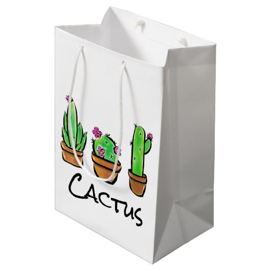 Leuke Cactus cactussen vetplanten Medium Cadeauzakje (Voorkant Gekanteld)